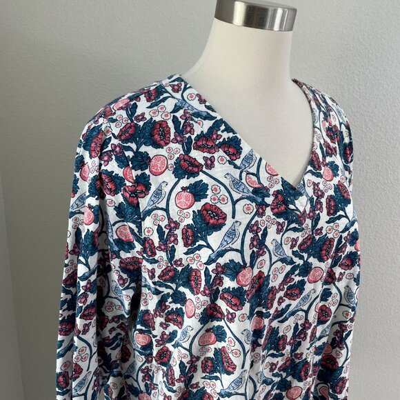 Style & Co Womens Plus XXL Floral Tunic Top 3/4 Sleeves Floral Pomegranate Bird - Picture 2 of 10